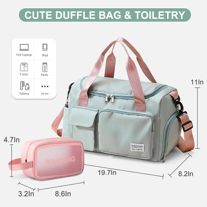 Bolsa De Gimnasio Pequeña Para Mujer, Bolsa De Lona Impermeable De Mano Para Fin De Semana Con Compartimento Para Zapatos Y Bolsillo Húmedo, Bolsa De Mano Para Viajes, Ejercicio, Deporte