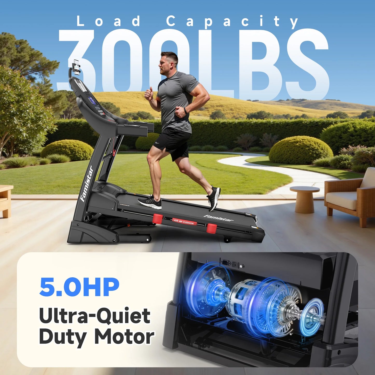 Caminadora Plegable De 5.0HP Para El Hogar Con 20 Inclinaciones Automáticas, Aplicación Inteligente, 300Lbs, Altavoces Bluetooth Hifi, 64 Programas, Velocidad De 12MPH, Máquina De Correr Eléctrica Plegable, Correa Para La Rodilla, Regalo