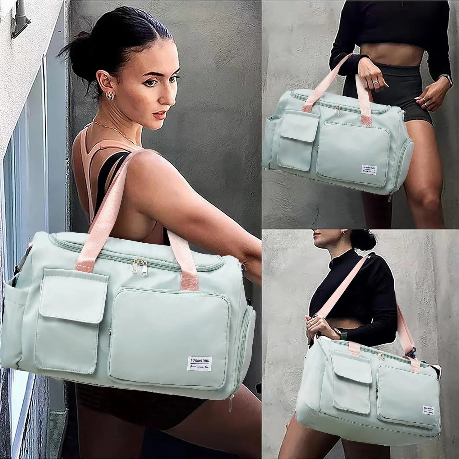 Bolsa De Gimnasio Pequeña Para Mujer, Bolsa De Lona Impermeable De Mano Para Fin De Semana Con Compartimento Para Zapatos Y Bolsillo Húmedo, Bolsa De Mano Para Viajes, Ejercicio, Deporte