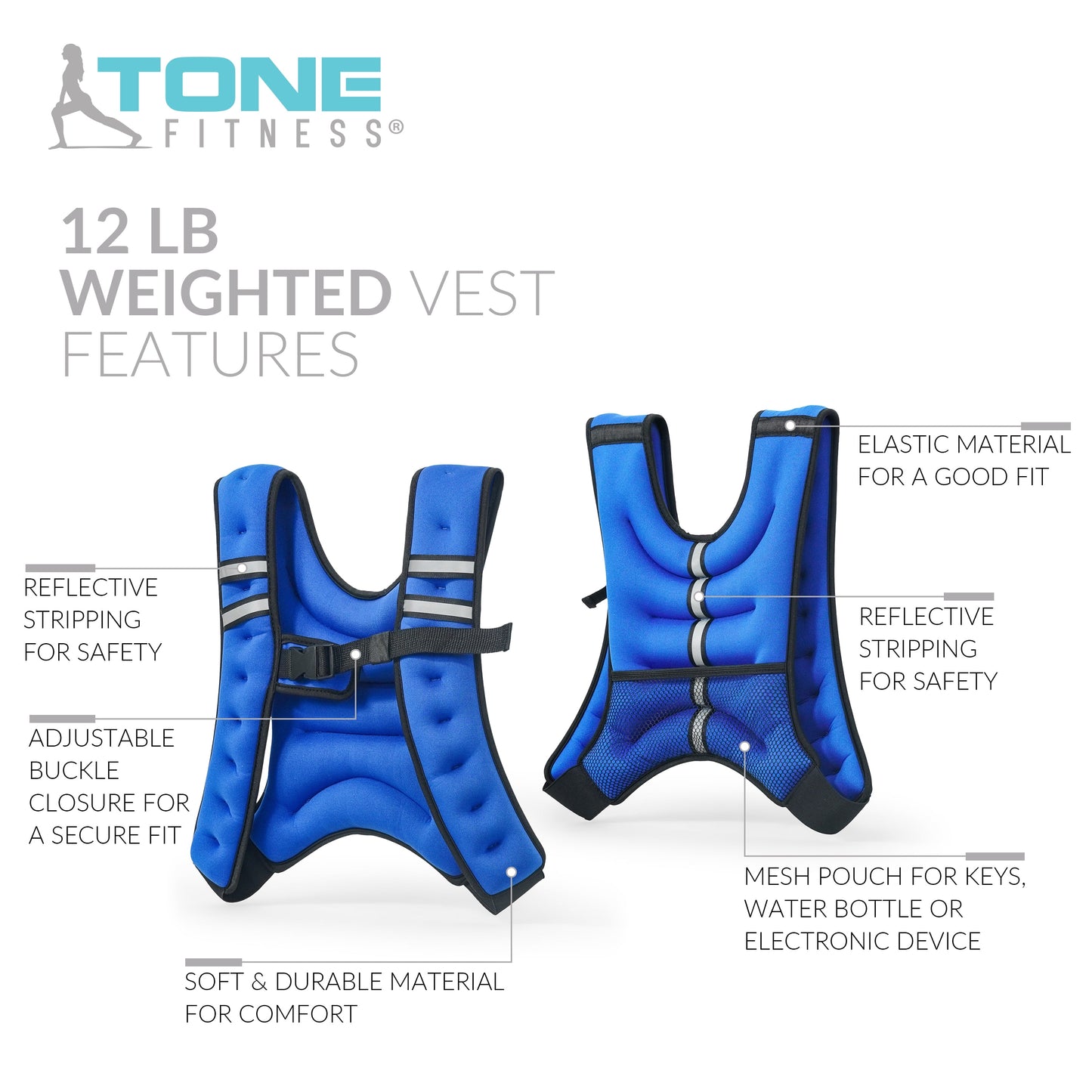 Chaleco Con Peso De Neopreno, 12 Libras, Azul