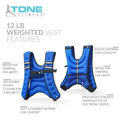 Chaleco Con Peso De Neopreno, 12 Libras, Azul