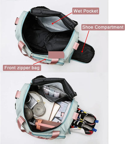 Bolsa De Gimnasio Pequeña Para Mujer, Bolsa De Lona Impermeable De Mano Para Fin De Semana Con Compartimento Para Zapatos Y Bolsillo Húmedo, Bolsa De Mano Para Viajes, Ejercicio, Deporte