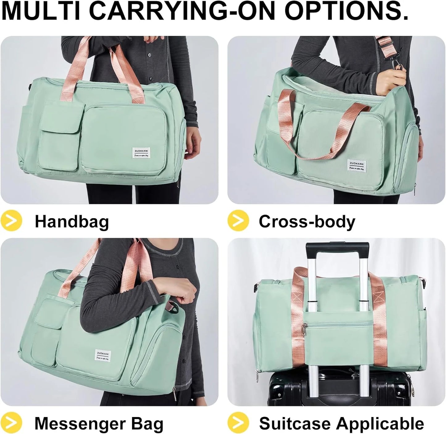Bolsa De Gimnasio Pequeña Para Mujer, Bolsa De Lona Impermeable De Mano Para Fin De Semana Con Compartimento Para Zapatos Y Bolsillo Húmedo, Bolsa De Mano Para Viajes, Ejercicio, Deporte