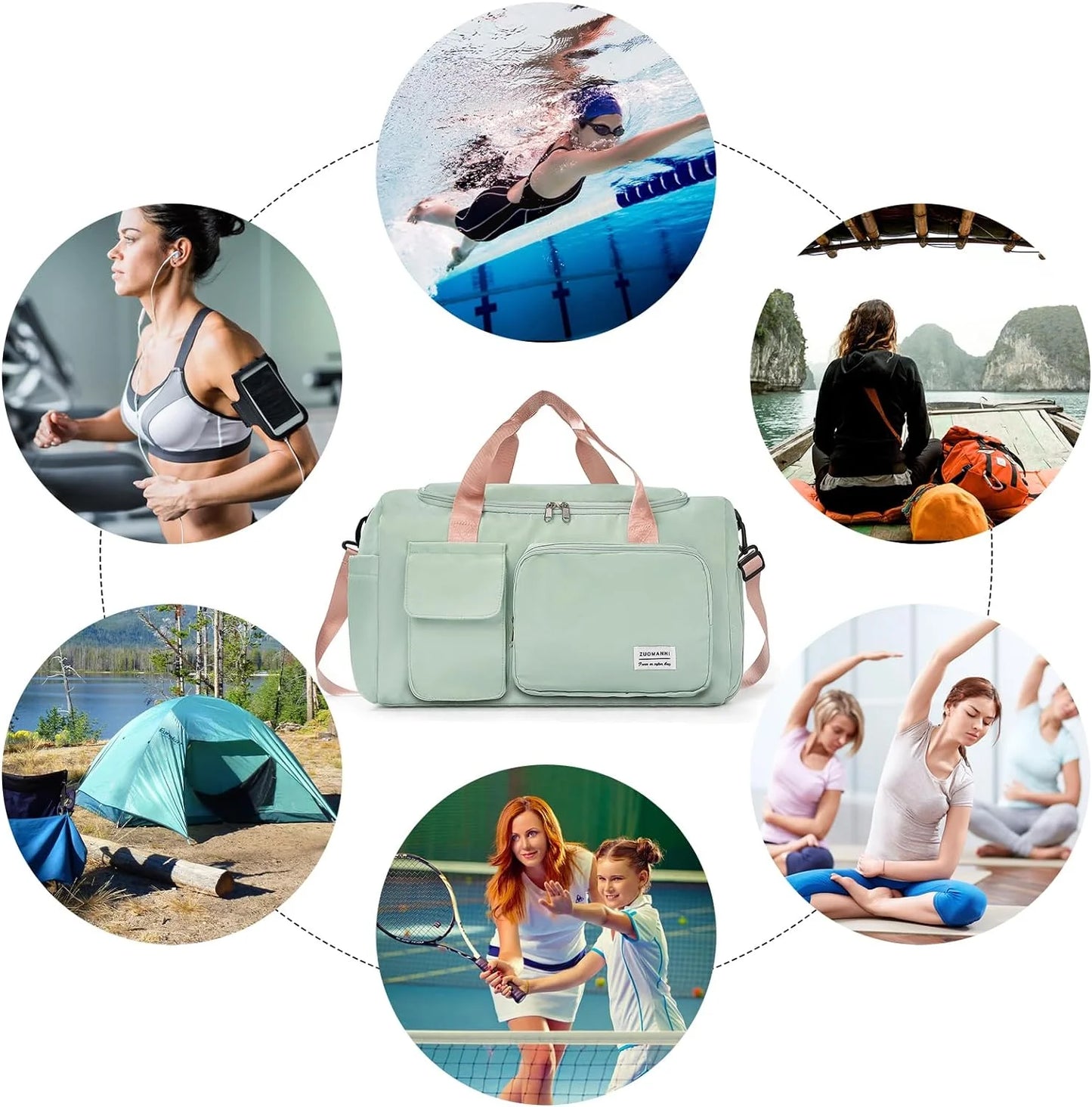 Bolsa De Gimnasio Pequeña Para Mujer, Bolsa De Lona Impermeable De Mano Para Fin De Semana Con Compartimento Para Zapatos Y Bolsillo Húmedo, Bolsa De Mano Para Viajes, Ejercicio, Deporte